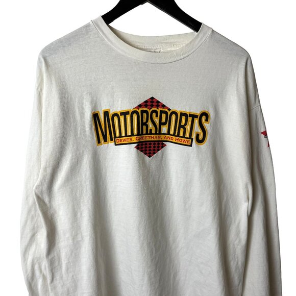 Vintage 90s Y2K Motorsports Dewey Cheetham Howe Racing T Shirt White XL Solid - Picture 1 of 16